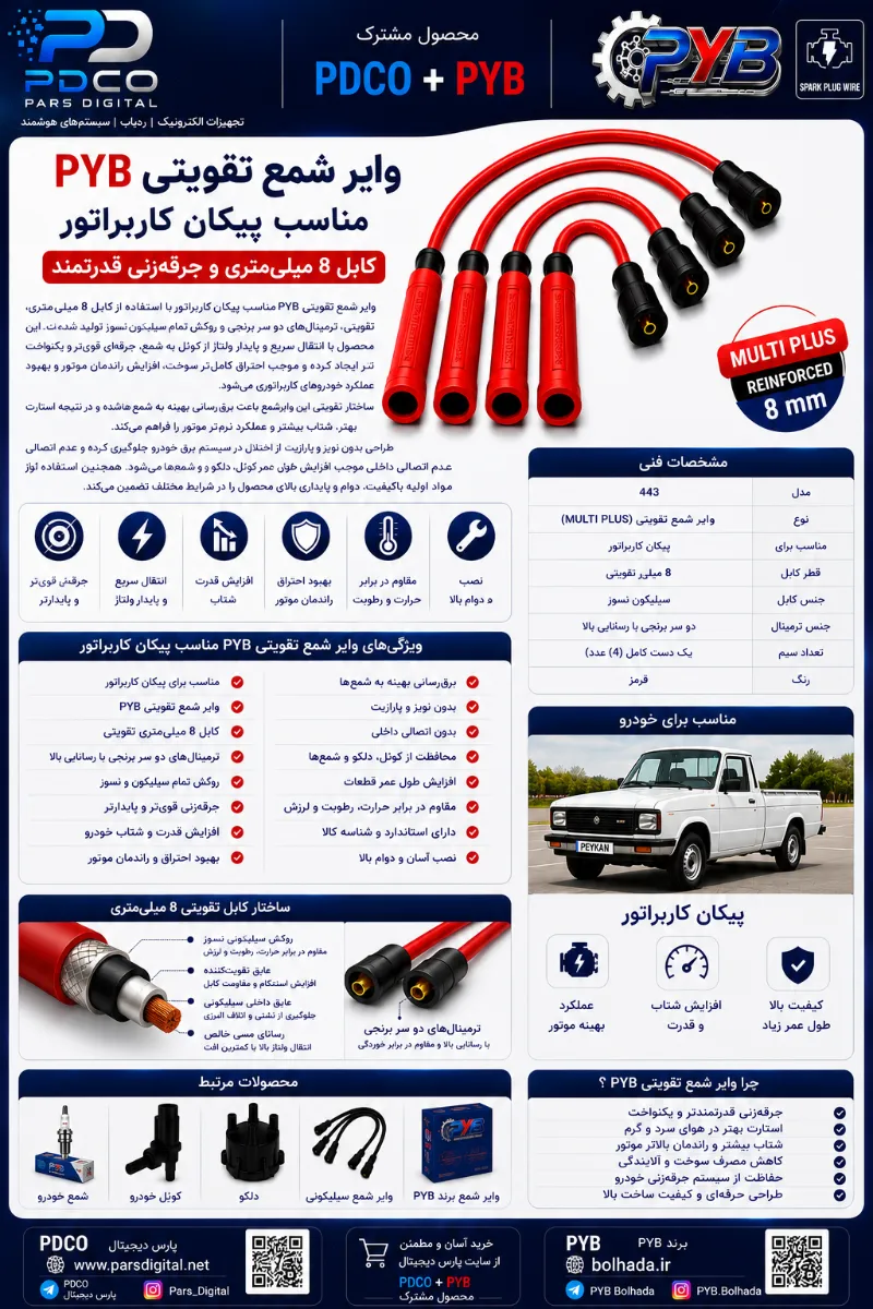 وایر شمع پیکان کاربراتور (تقویتی)