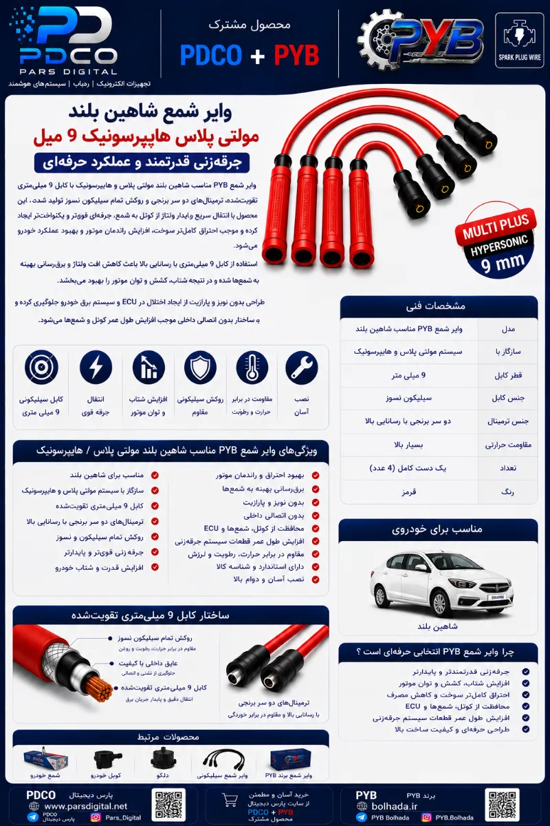 وایر شمع شاهین بلند مولتی پلاس هایپرسونیک 9 میل